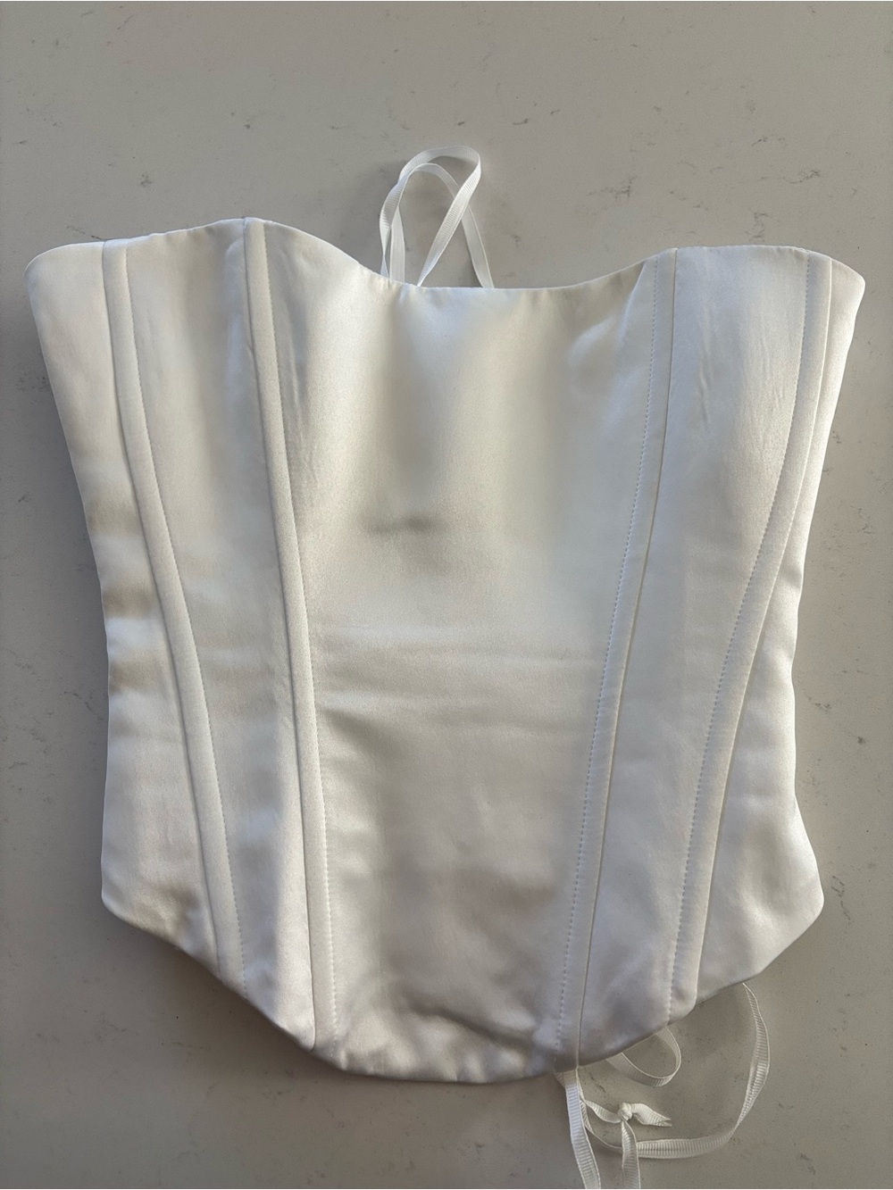 Perfect Corset White Satin Sheen Strapless Corset Top